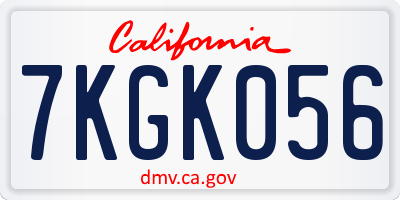 CA license plate 7KGK056