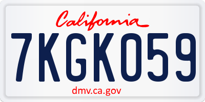 CA license plate 7KGK059