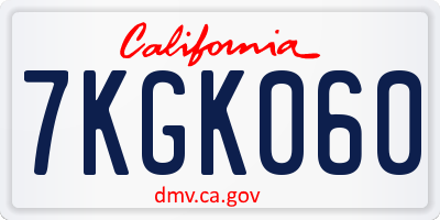 CA license plate 7KGK060