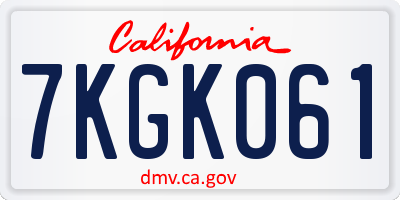 CA license plate 7KGK061