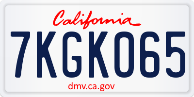CA license plate 7KGK065