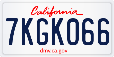 CA license plate 7KGK066