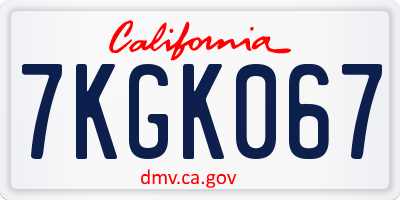 CA license plate 7KGK067