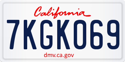 CA license plate 7KGK069