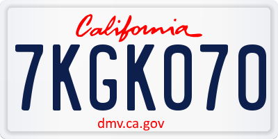 CA license plate 7KGK070
