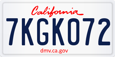 CA license plate 7KGK072