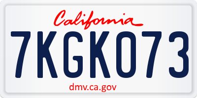 CA license plate 7KGK073