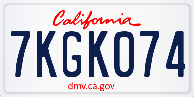 CA license plate 7KGK074