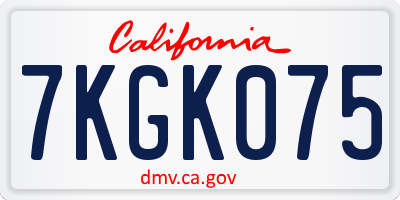 CA license plate 7KGK075