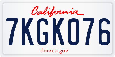 CA license plate 7KGK076