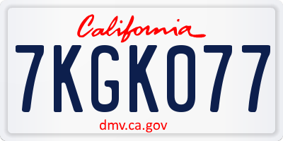 CA license plate 7KGK077