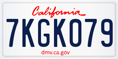 CA license plate 7KGK079