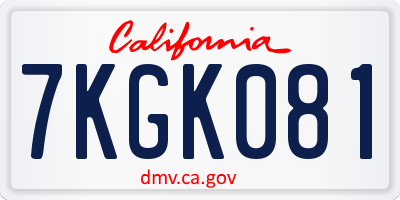 CA license plate 7KGK081