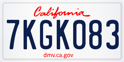 CA license plate 7KGK083