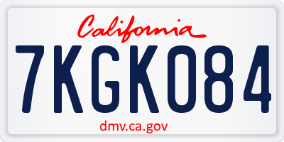 CA license plate 7KGK084