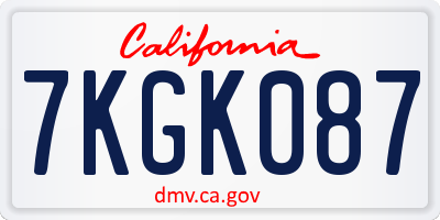 CA license plate 7KGK087