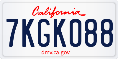 CA license plate 7KGK088