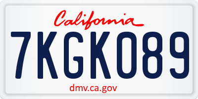 CA license plate 7KGK089