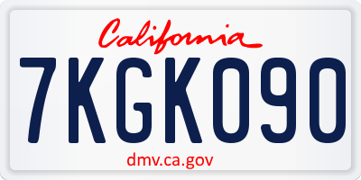 CA license plate 7KGK090