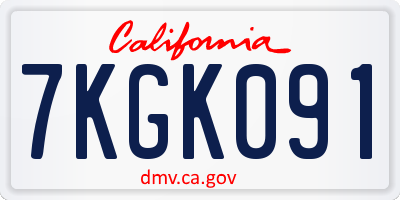 CA license plate 7KGK091