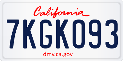 CA license plate 7KGK093