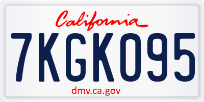 CA license plate 7KGK095