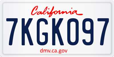 CA license plate 7KGK097