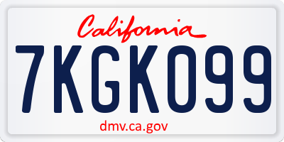 CA license plate 7KGK099