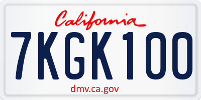 CA license plate 7KGK100