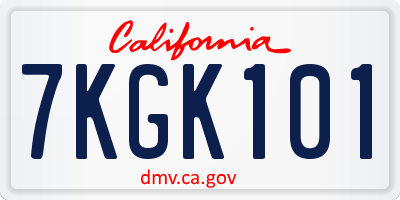 CA license plate 7KGK101