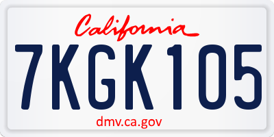 CA license plate 7KGK105