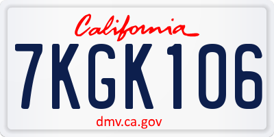 CA license plate 7KGK106