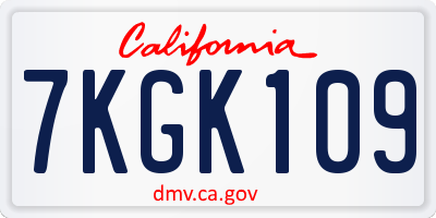 CA license plate 7KGK109