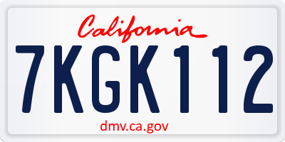 CA license plate 7KGK112