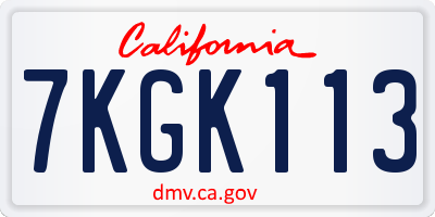 CA license plate 7KGK113