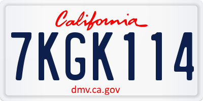 CA license plate 7KGK114