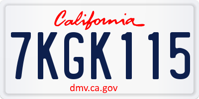 CA license plate 7KGK115