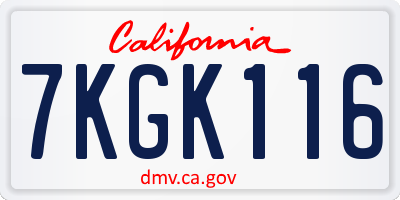 CA license plate 7KGK116