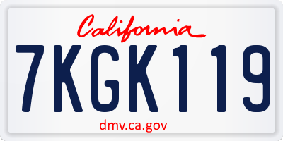 CA license plate 7KGK119
