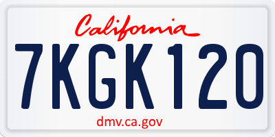CA license plate 7KGK120