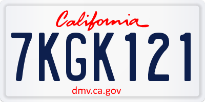 CA license plate 7KGK121