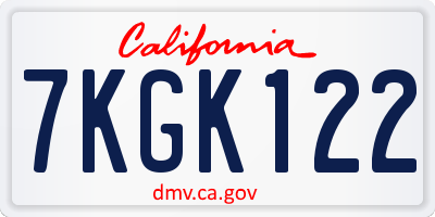 CA license plate 7KGK122