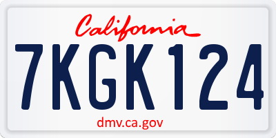 CA license plate 7KGK124
