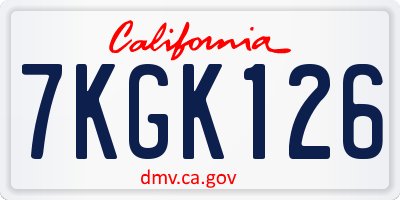 CA license plate 7KGK126