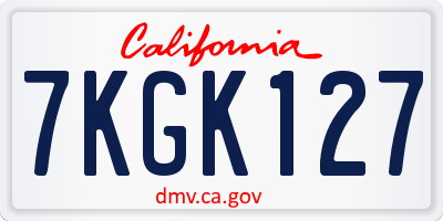 CA license plate 7KGK127