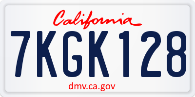 CA license plate 7KGK128