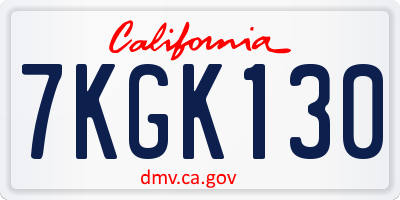 CA license plate 7KGK130