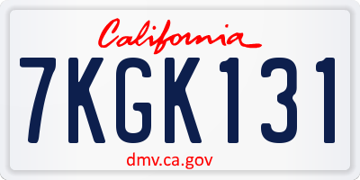 CA license plate 7KGK131