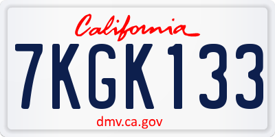 CA license plate 7KGK133