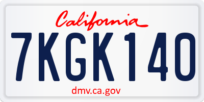CA license plate 7KGK140